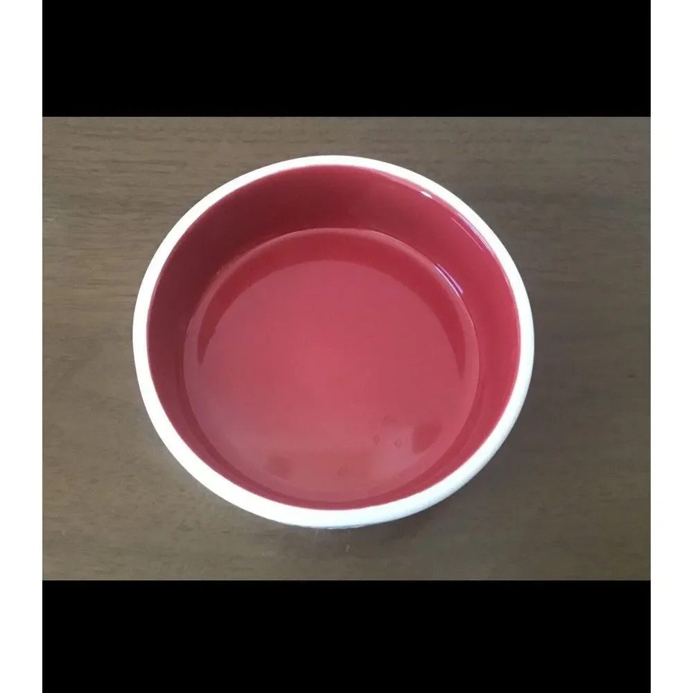 Rae Dunn Naughty Claws Cat Dish Red White 5
